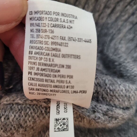 American Eagle Mens Gray Fair Isle Shawl Collar Sweater L Cotton/Wool Blend EUC - Picture 13 of 14
